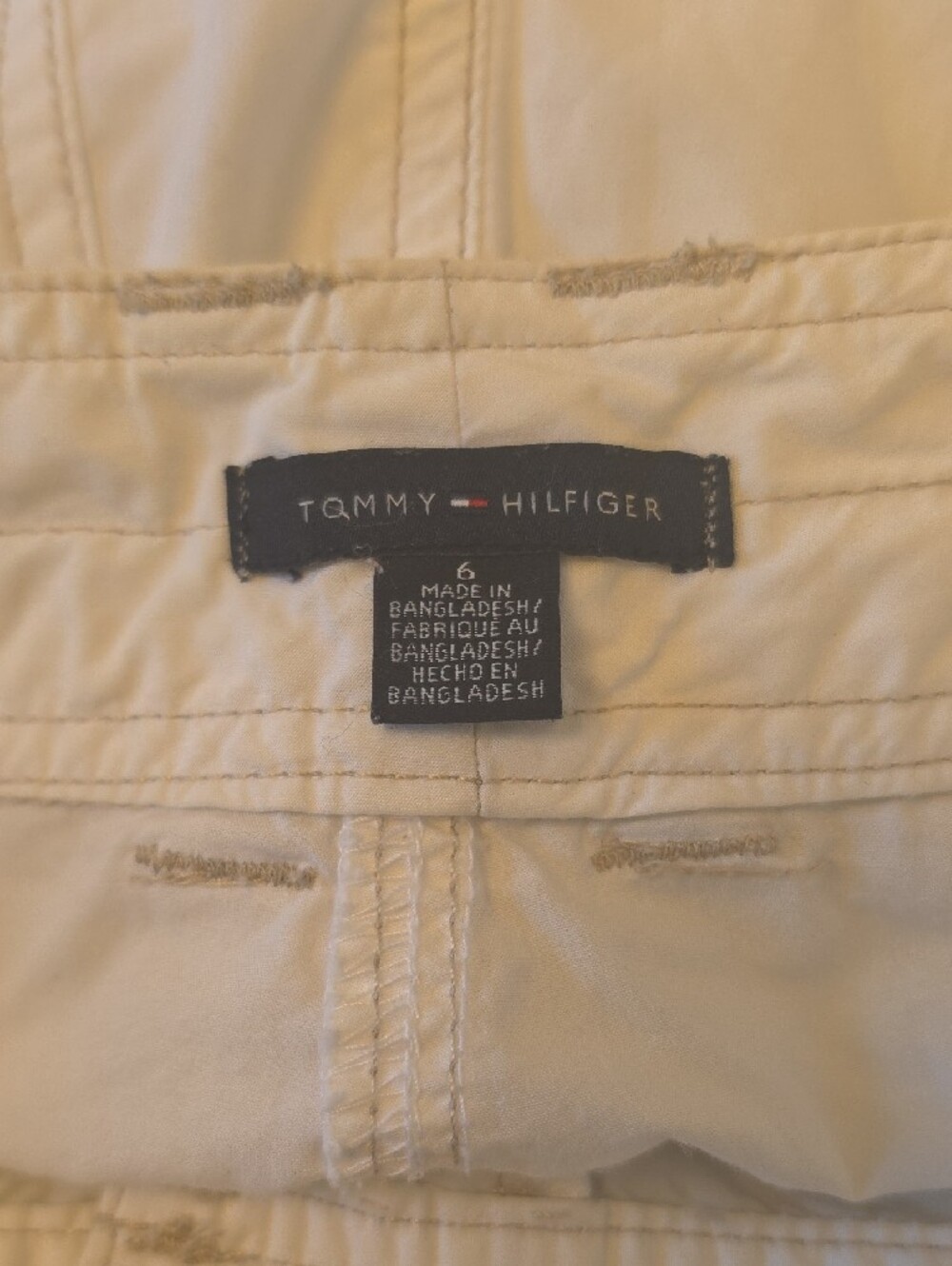 Tommy Hilfiger 100% Cotton White Capri Cargo Bermuda Shorts with Hem Ties Size 6 - Picture 7 of 10